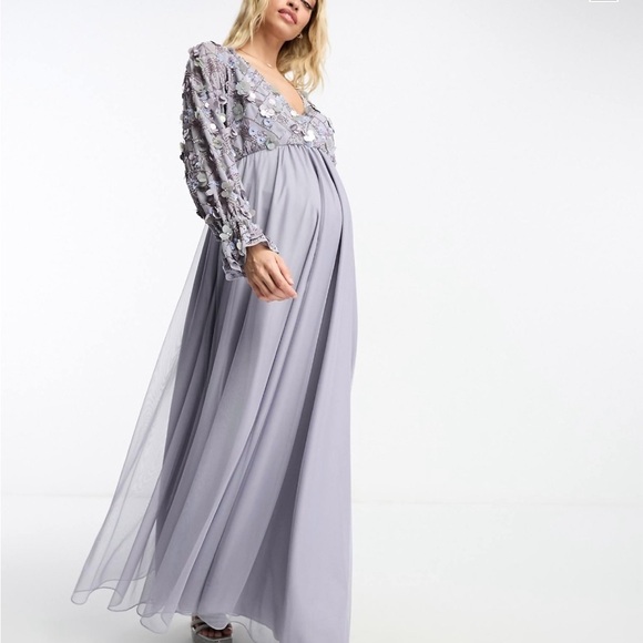 NWT ASOS DESIGN Maternity embellished wrap front maxi dress size 4 - Picture 1 of 16